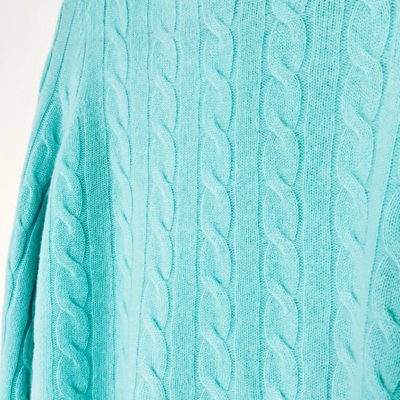 Joie 100% Cashmere Cable Knit Crew Neck Sweater Aqua Pullover Womens M NEW - Picture 10 of 12